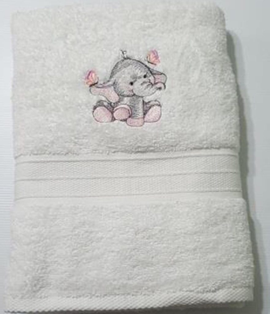 EMBROIDERED BATH TOWEL AND WASHER SET