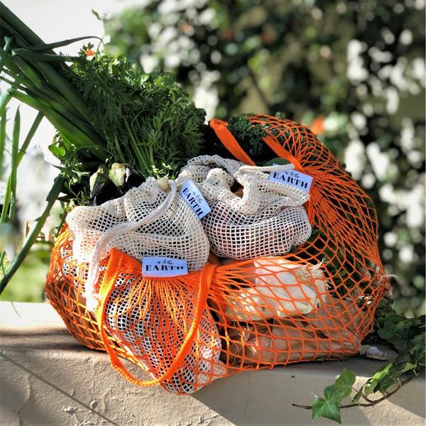 MARKET DAY SHOPPING BUNDLE – MESH SHOPPING TOTE – 6 PRODUCE BAGS