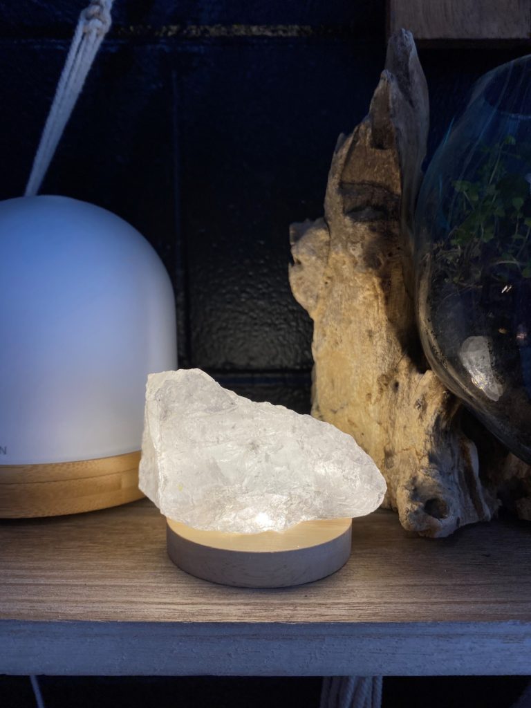 Mini Clear Quartz Calcite Geode LED Lamp