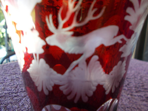 ABSOLUTELY GORGEOUS BOHEMIAN/CZECH RUBY GLASS VASE IN PERFECT COND $430