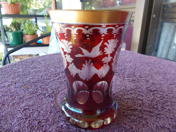 ABSOLUTELY GORGEOUS BOHEMIAN/CZECH RUBY GLASS VASE IN PERFECT COND $430