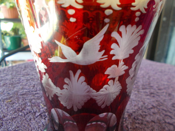 ABSOLUTELY GORGEOUS BOHEMIAN/CZECH RUBY GLASS VASE IN PERFECT COND $430