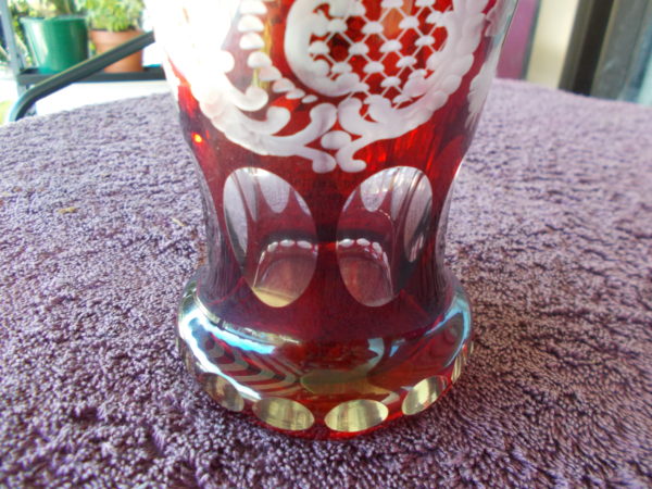ABSOLUTELY GORGEOUS BOHEMIAN/CZECH RUBY GLASS VASE IN PERFECT COND $430