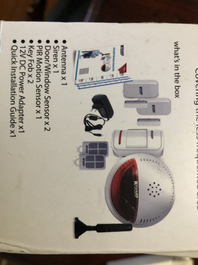 Wireless security alarm kit