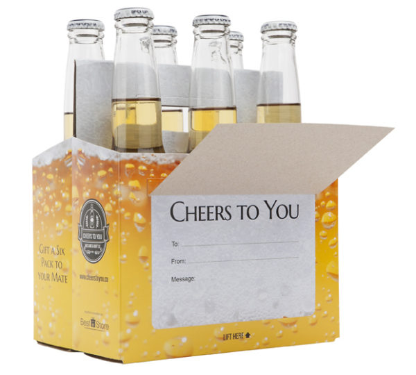 ‘Cheers To You’ Beer Caddy & Gift Card – by IOco – Beer Bubbles, Beerthday or Wooden Print