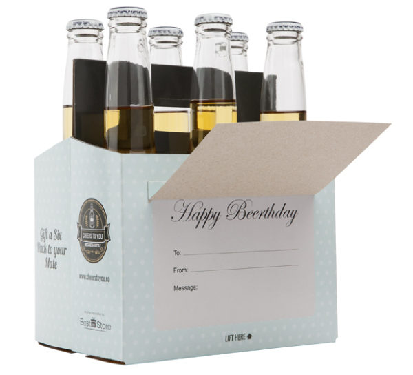 ‘Cheers To You’ Beer Caddy & Gift Card – by IOco – Beer Bubbles, Beerthday or Wooden Print