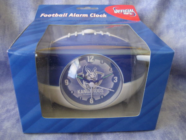 AFL NORTH MELBOURNE KANGAROOS Clock Football shaped alarm clock -NEW!