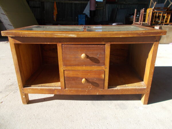 RUSTIC SOLID TIMBER 2 DRAWER CABINET WITH MAGAZINE/BOOK STORAGE $145.00